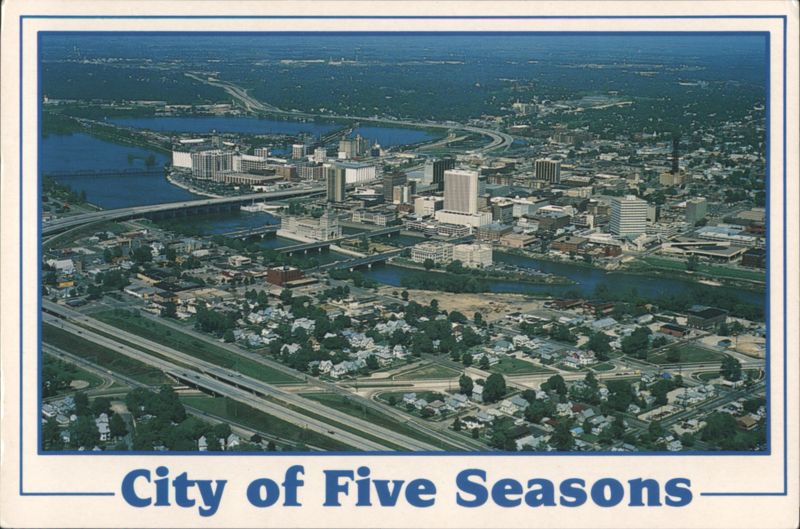 Aerial View of Cedar Rapids, Iowa - City of Five Seasons
