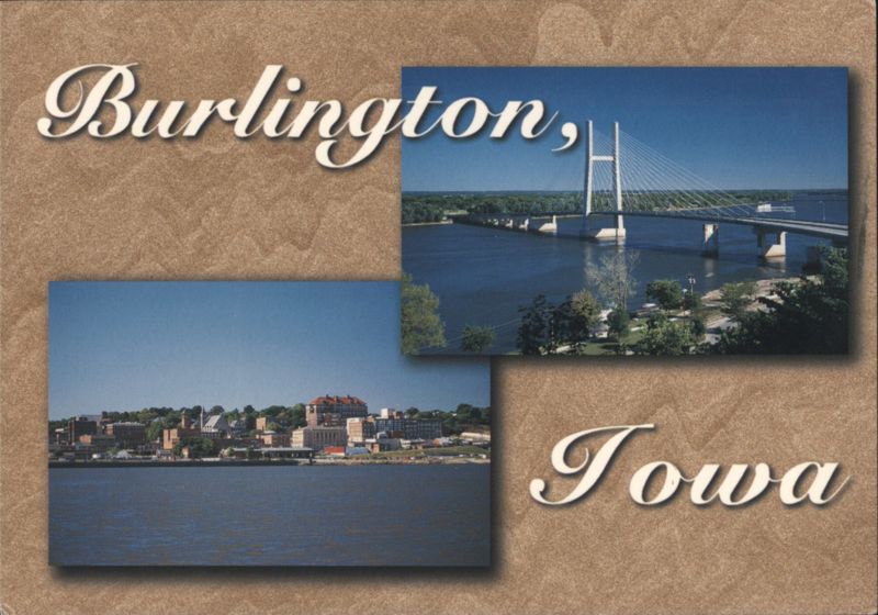 Burlington Iowa Great River Bridge and City Skyline