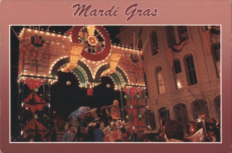 Mardi Gras Celebration with Festive Arches, Galveston Texas