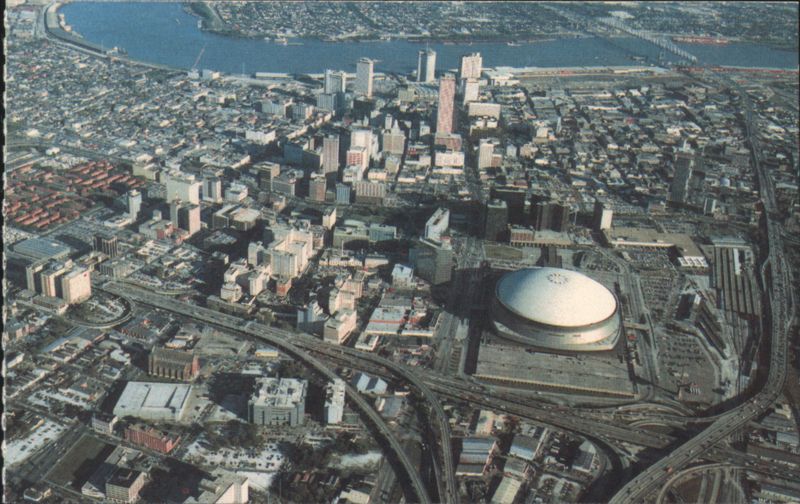 Aerial View of Downtown New Orleans with Superdome Louisiana