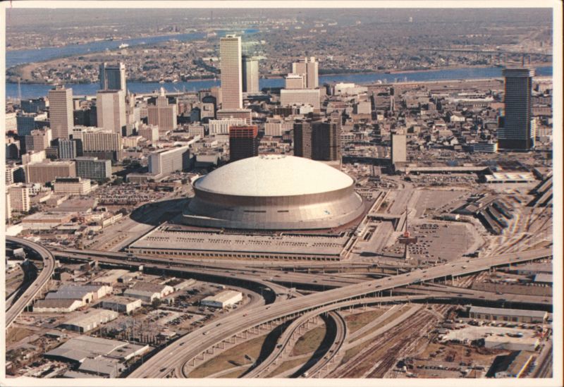 New Orleans Superdome & Downtown Aerial View Louisiana