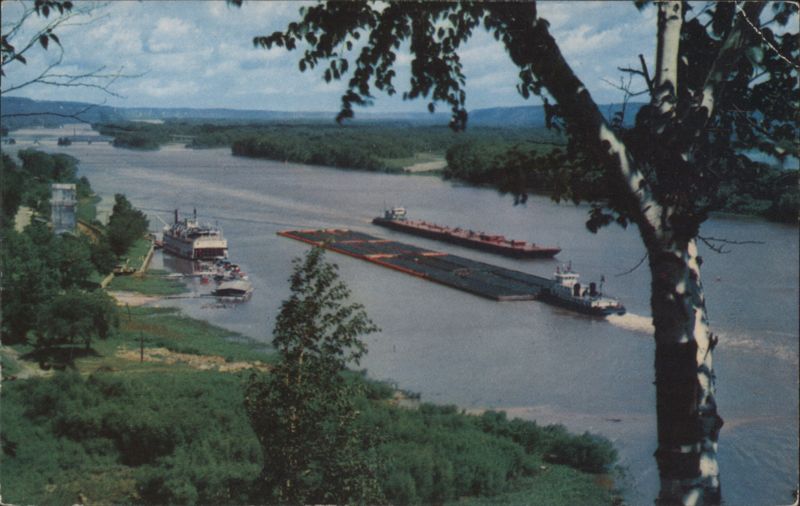 The Mighty Mississippi River with Barges and Steamboat Louisiana
