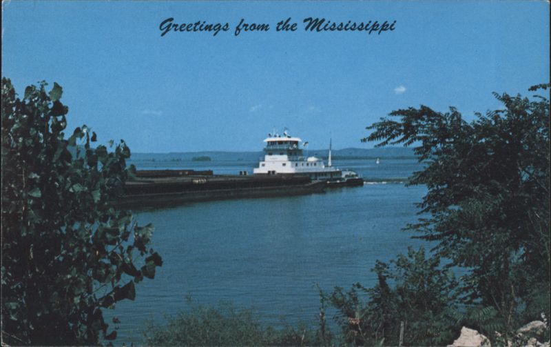 Mississippi River Tugboat with Freight Barges Linda Carbone