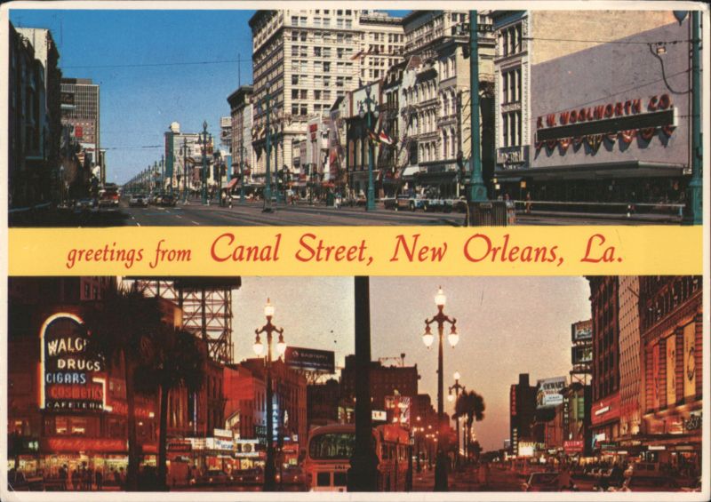 Canal Street, New Orleans, LA - Day and Night Views Louisiana