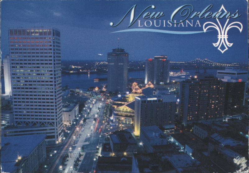 New Orleans Louisiana Skyline at Twilight with Fleur-de-Lis