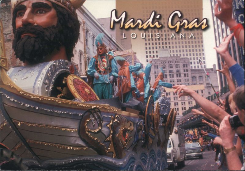Mardi Gras Parade Float with King in New Orleans, LA Louisiana