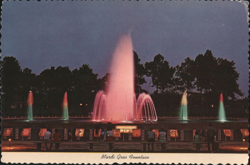 Mardi Gras Fountain with Colored Lights, New Orleans Louisiana