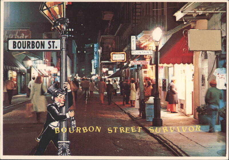 Bourbon Street Night Scene, New Orleans French Quarter Louisiana