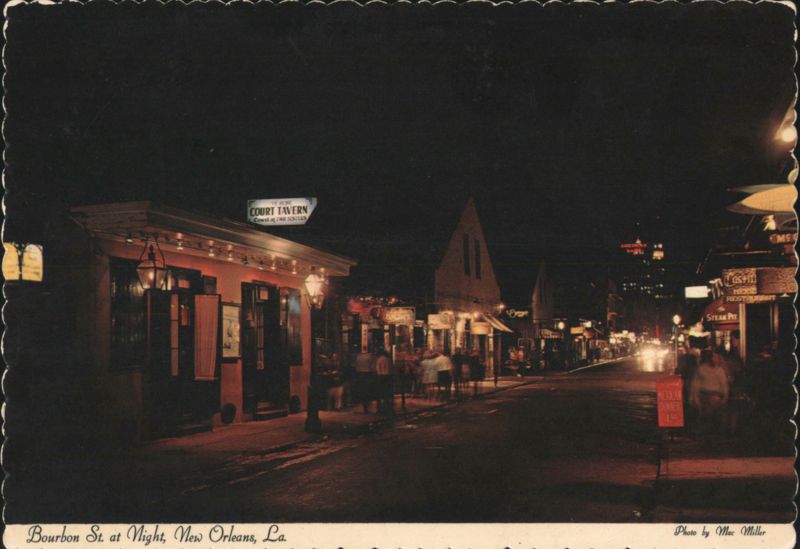 Bourbon Street at Night, New Orleans, LA Louisiana