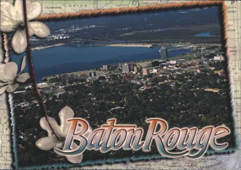 Baton Rouge Louisiana Aerial Cityscape & Mississippi River