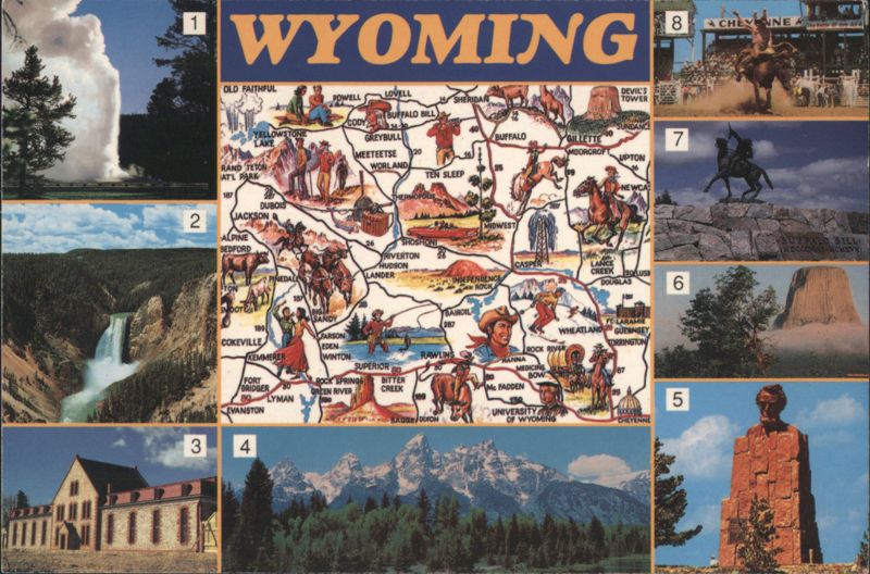 Wyoming State Map and Scenic Views Multi-View