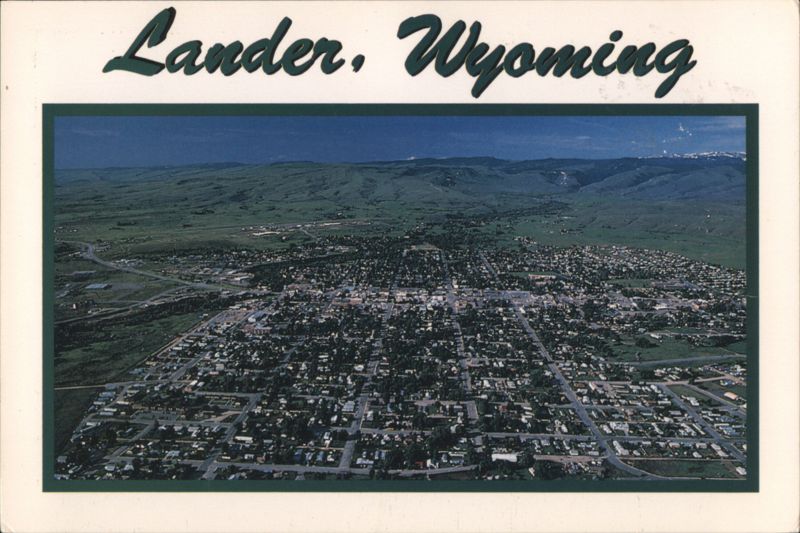 Lander, Wyoming Aerial View of Town and Mountains Floyd Holdman