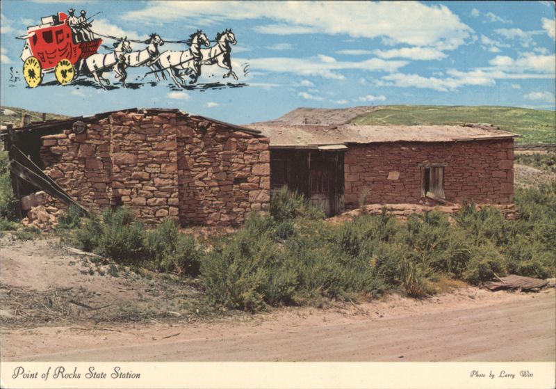 Point of Rocks State Station, Wyoming with Stagecoach