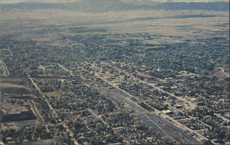 Aerial View of Sheridan, Wyoming with Big Horn Mountains