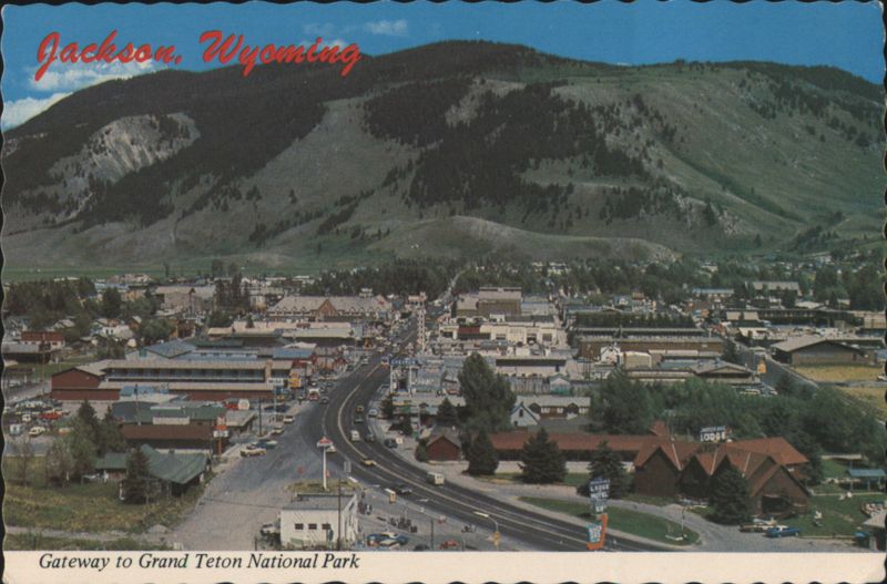 Jackson, Wyoming Town View with Mountains