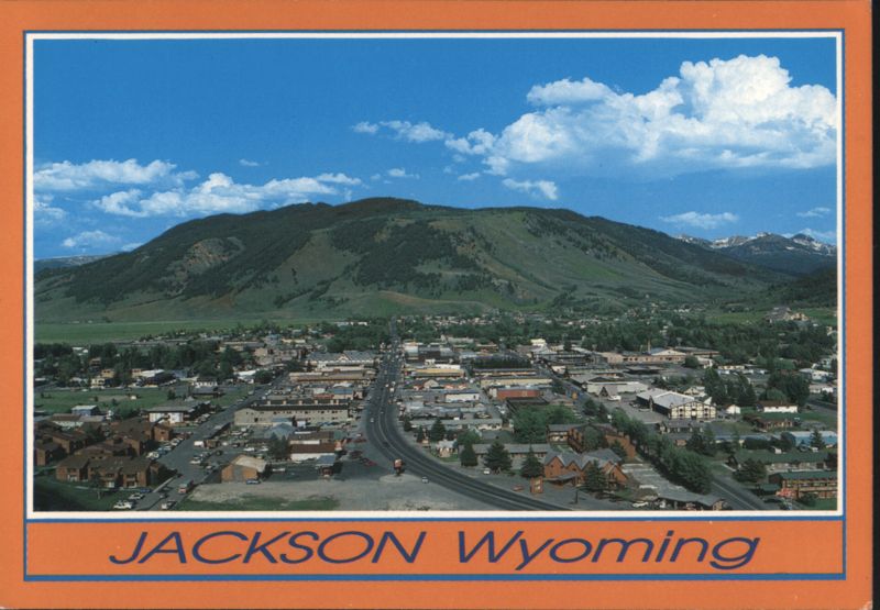 Panoramic View of Jackson, Wyoming Town and Mountains