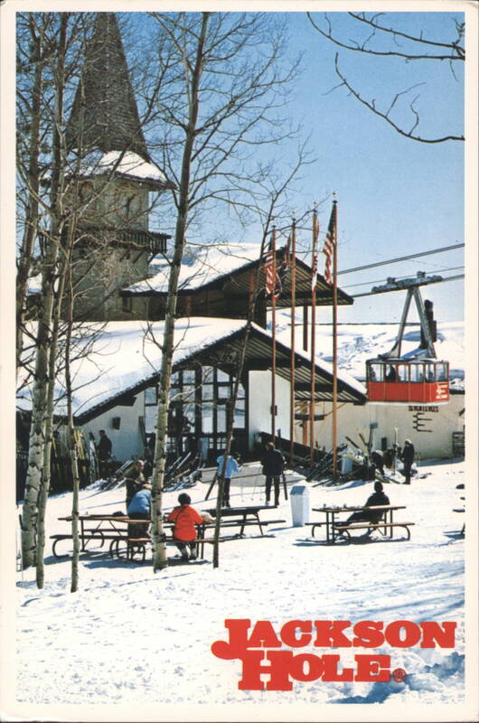 Jackson Hole Ski Resort, Clock Tower and Skiers, Teton Village Wyoming