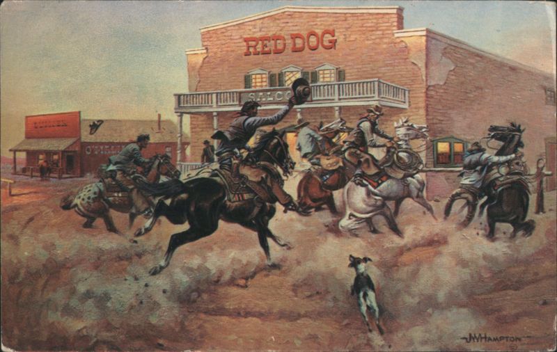 Cowboys and Horses at Red Dog Saloon in Wild West Scene Scottsdale Arizona