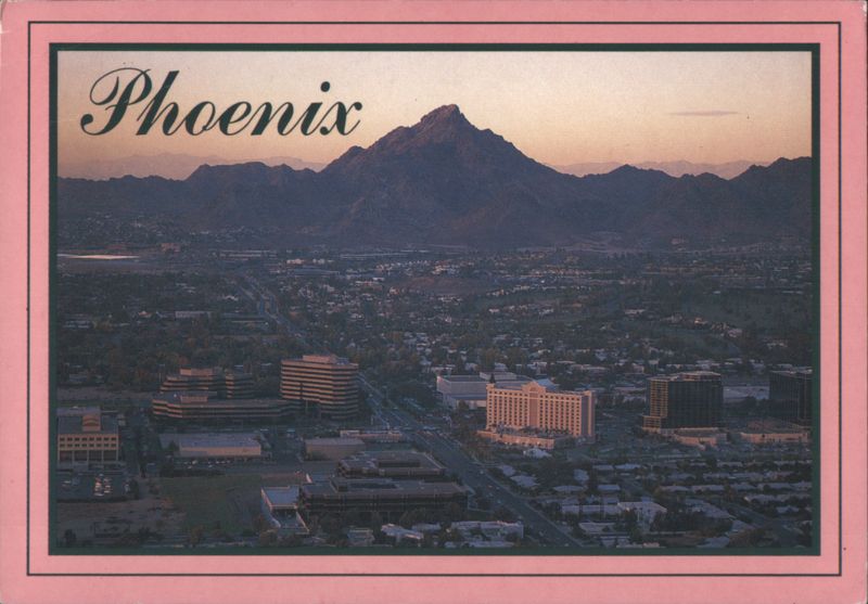 Phoenix Skyline and Camelback Mountain at Sunset Arizona