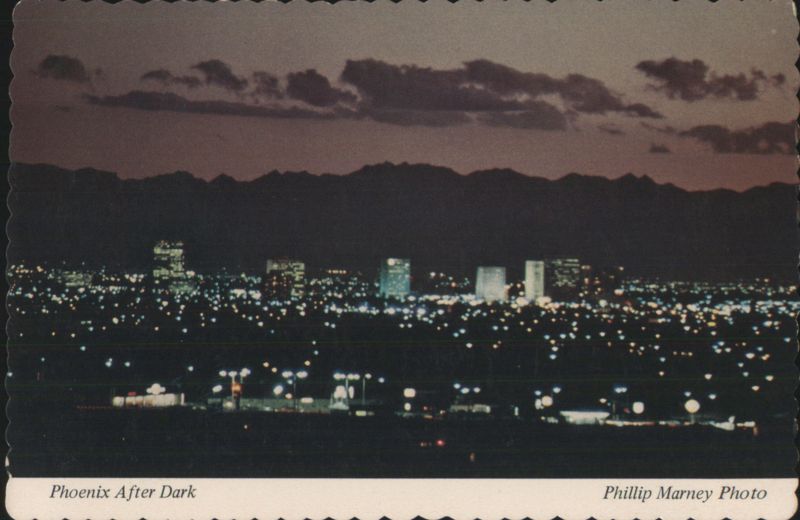 Phoenix Arizona Skyline at Night with South Mountain