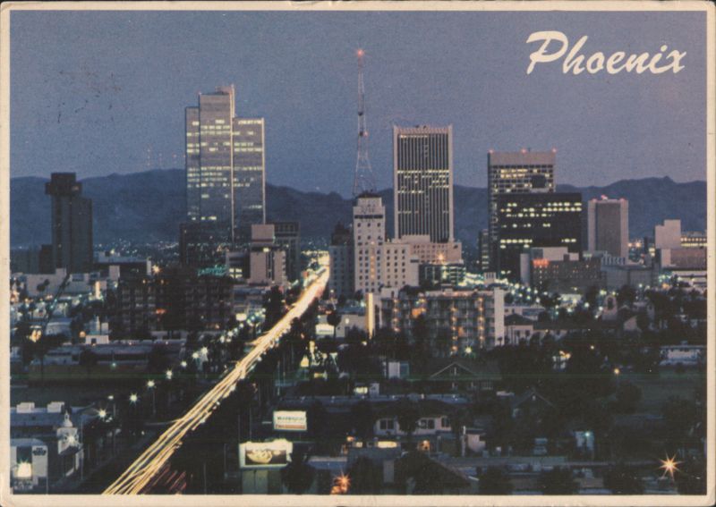 Downtown Phoenix Skyline at Night, Central Avenue Arizona