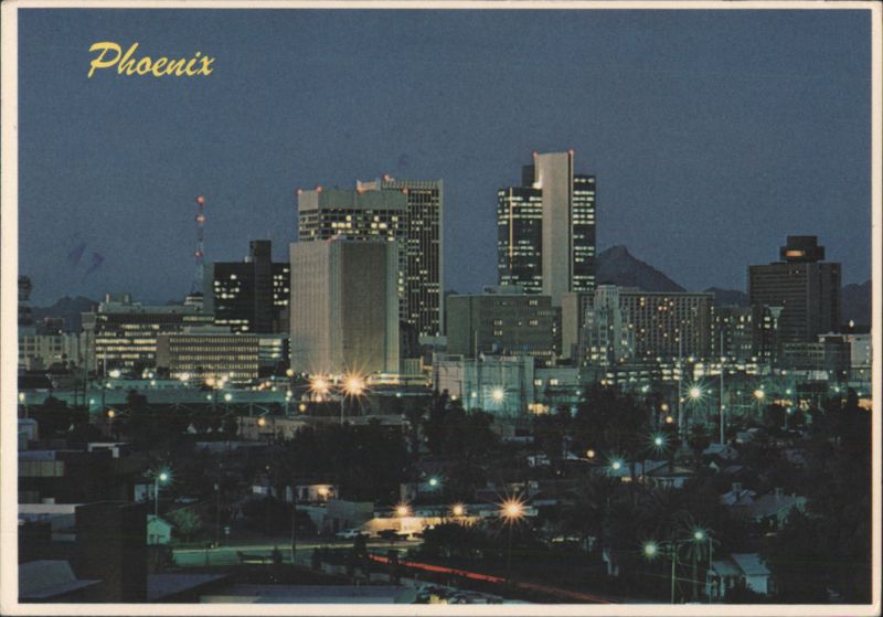 Night Lights of Downtown Phoenix Skyline Arizona Paul Markow