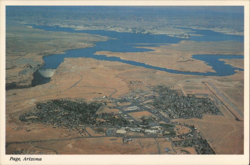 Page, Arizona Aerial View with Glen Canyon Dam & Lake Powell