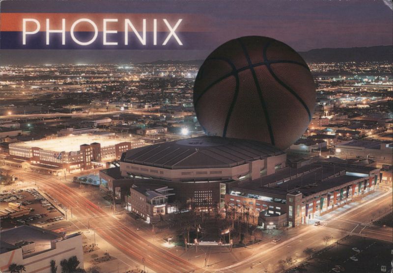 Phoenix America West Arena with Giant Basketball at Night Arizona