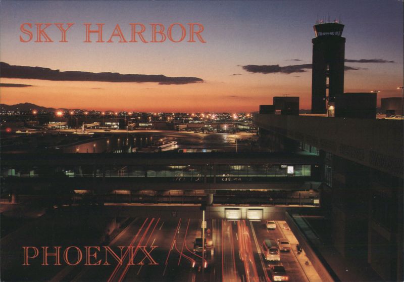 Sky Harbor Airport Phoenix Dusk Control Tower Runways Arizona