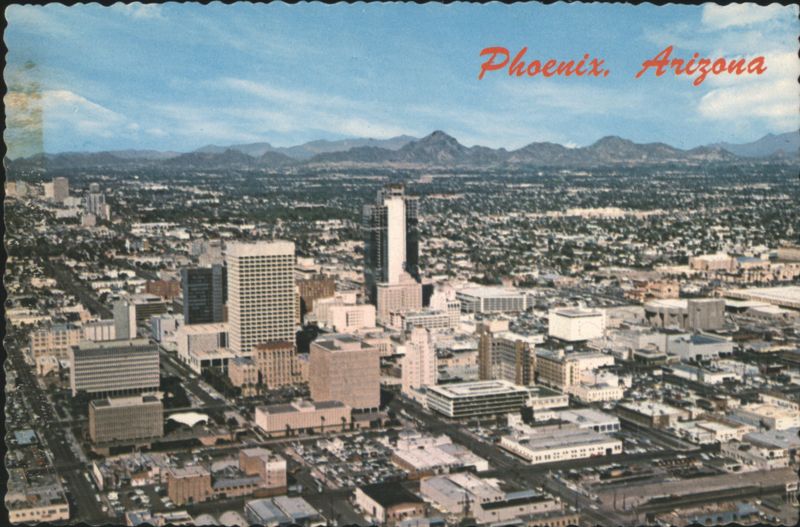 Phoenix, Arizona Cityscape with Mountains and Civic Plaza