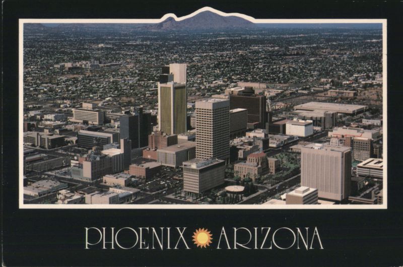 Phoenix Arizona Aerial View with Camelback Mountain