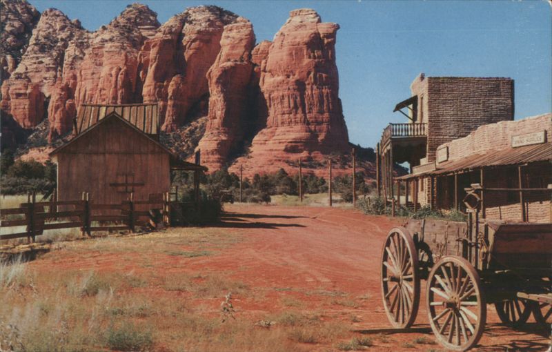 Old Movie Street Set with Red Rock Formations, Sedona Arizona