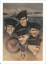 Sullivan Brothers US Navy WWII USS Juneau Sailors Postcard