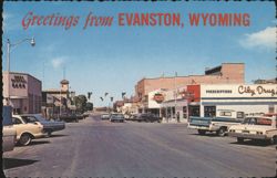 Main Street Scene, Evanston, Wyoming Postcard