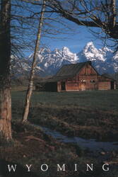 Abandoned Ranch, Grand Teton Mountains, Wyoming Postcard