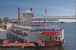 Julie N Dubuque II Steamboat, MacArthur Bridge, Burlington, IA Postcard