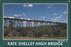 Kate Shelley High Bridge with Train, Boone, IA Postcard
