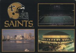 New Orleans LA Superdome & Skyline Saints Chrome Postcard Postcard