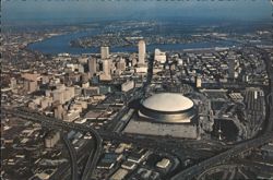 New Orleans LA Skyline Superdome Aerial Chrome Postcard Postcard