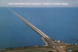 Lake Pontchartrain Causeway, World's Longest Bridge Postcard