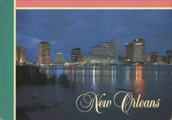 New Orleans Skyline at Dusk Reflected in Water Postcard