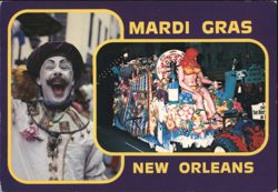 Mardi Gras Parade Float and Performer, New Orleans LA Postcard