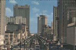 Canal Street, New Orleans with Marriott & Jung Hotels Postcard
