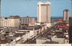 Canal Street, New Orleans with Marriott Hotel Postcard