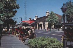 French Market with Horse-Drawn Carriages, New Orleans Postcard