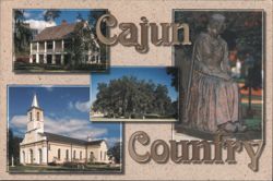 Cajun Country, St. Martinville, LA - Evangeline Statue & Oak Postcard