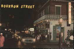 Bourbon Street at Night, New Orleans Postcard