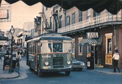 Bourbon Street Scene with Streetcar, New Orleans Postcard