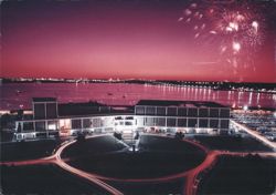 Lake Charles Civic Center Fireworks Night Scene Postcard