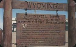 Continental Divide Sign, 7,178 Ft Elevation, Wyoming Postcard